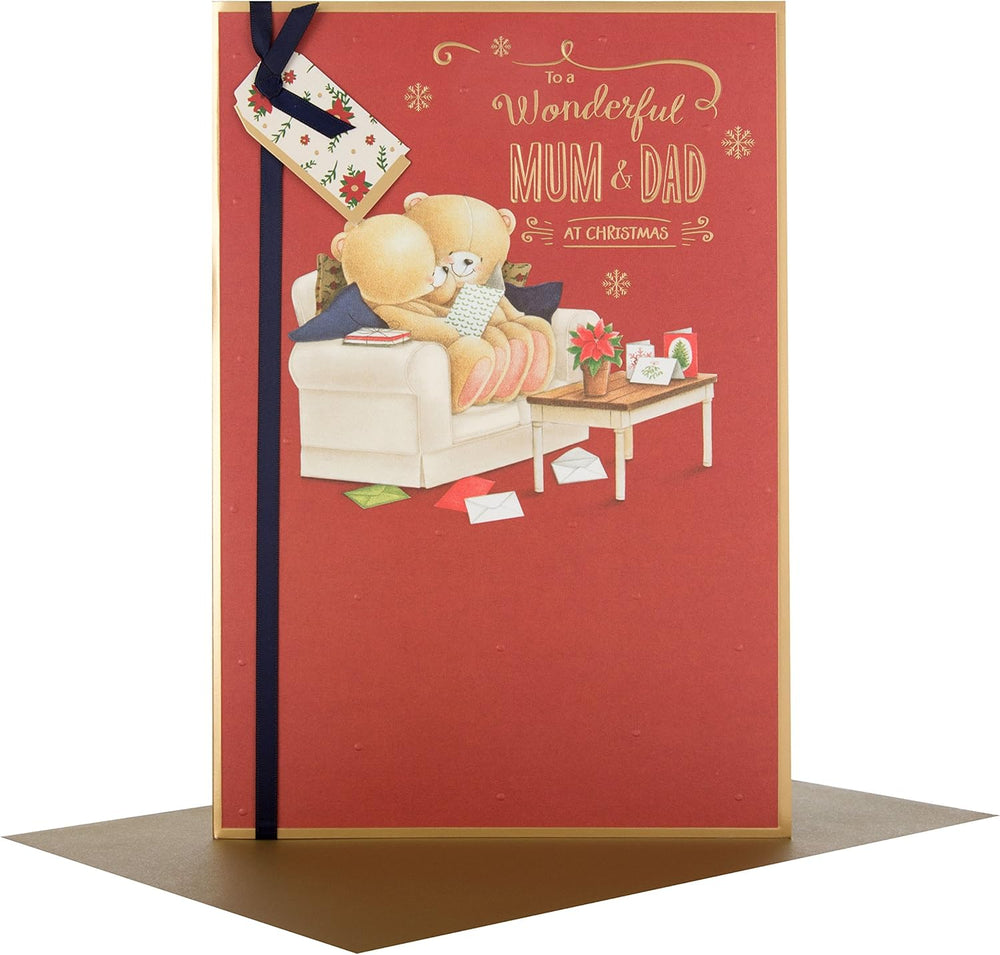 Mum and Dad Christmas Greeting Card with Heartfelt Festive Wishes and Warm Seasonal Design