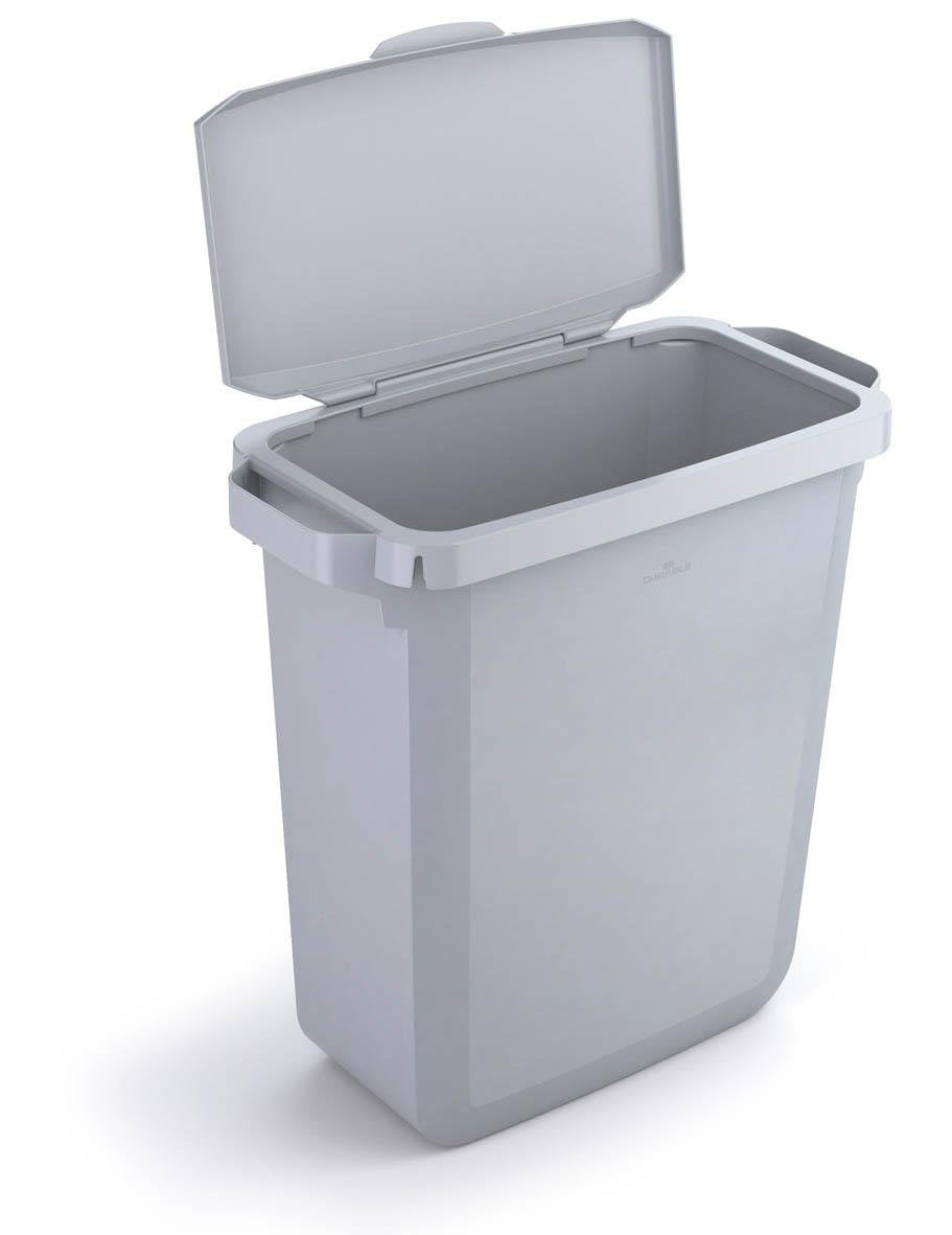 Durable DURABIN Plastic Waste Recycling Bin 60 Litre Rectangular Grey with Grey Hinged Lid - VEH2022012 DD