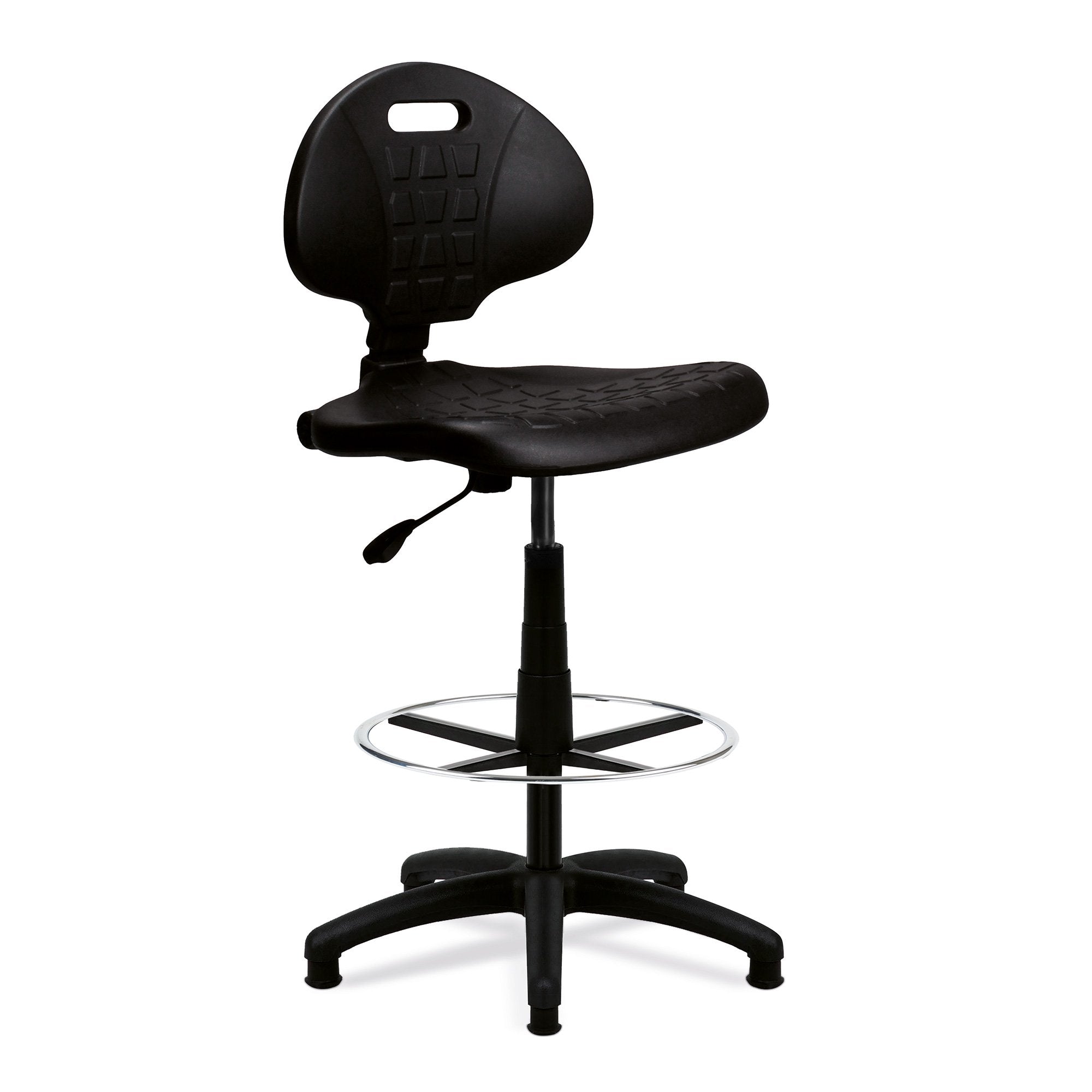 Nautilus Designs Derwent Polyurethane Draughtsman Operator Chair With Spring Loaded Backrest Mechanism Black - DPA/POLY/FCK DD
