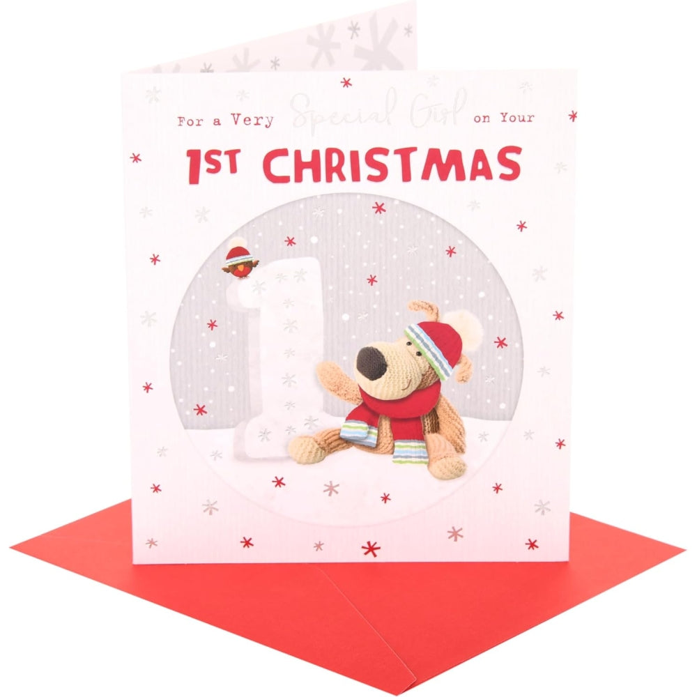Boofle with Number Special Girl 1st Christmas Card