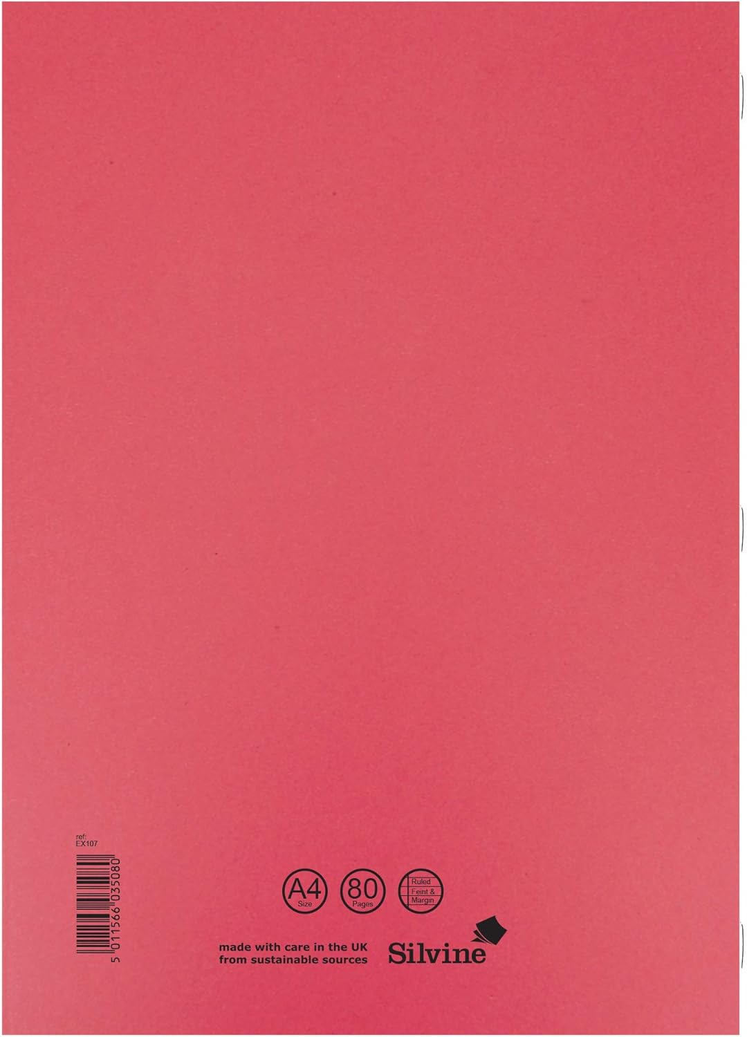A4 Red Exercise Book - Lined with Margin