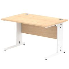 Impulse 1200 x 800mm Straight Desk Maple Top White Cable Managed Leg MI002497 DD
