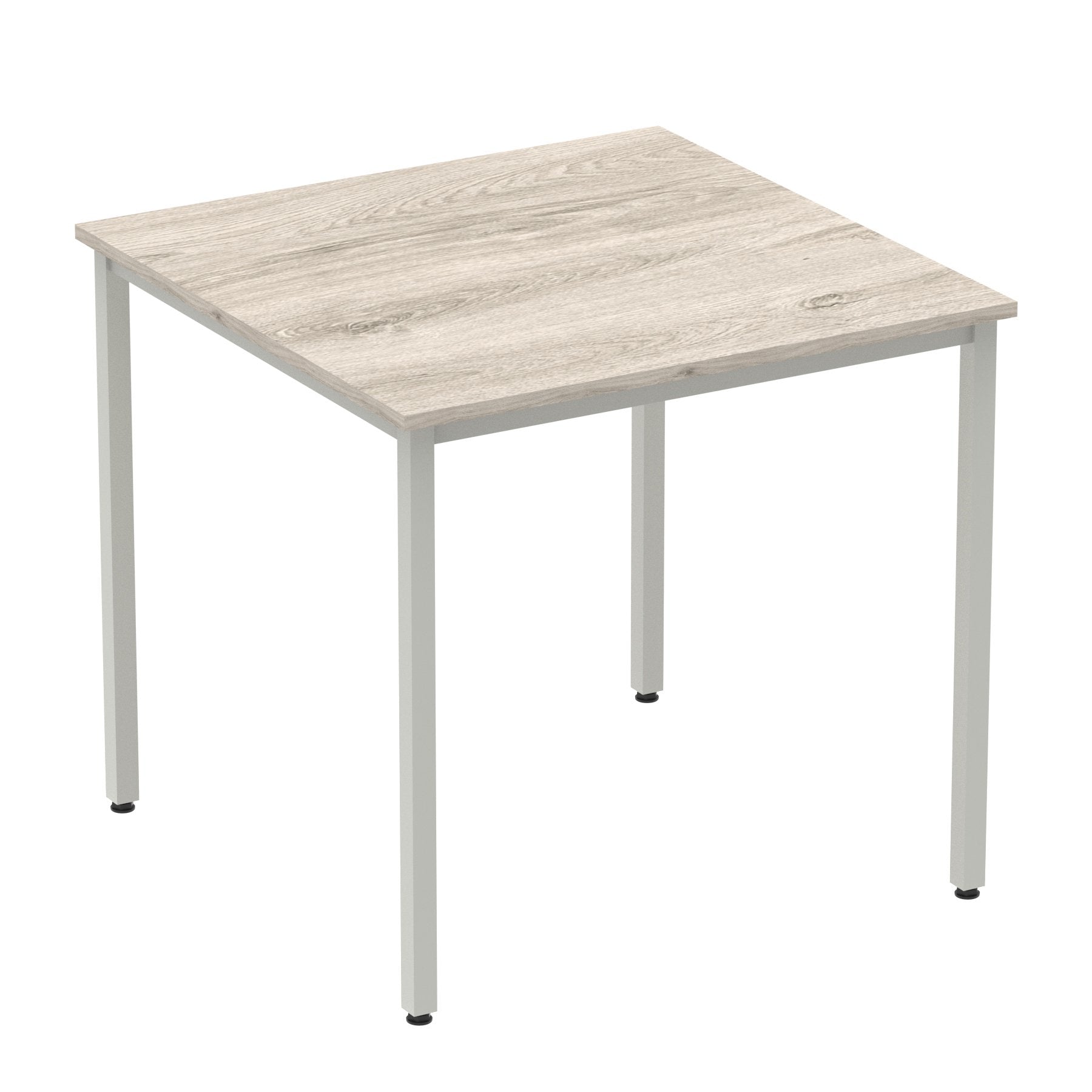 Impulse 800mm Straight Table Grey Oak Top Silver Box Frame Leg I003263 DD