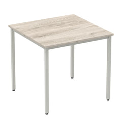 Impulse 800mm Straight Table Grey Oak Top Silver Box Frame Leg I003263 DD