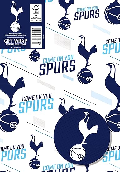 Tottenham Spurs Wrapping Paper 2 Sheets & 2 Tags
