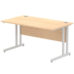 Impulse 1400 x 800mm Straight Desk Maple Top Silver Cantilever Leg I000350 DD