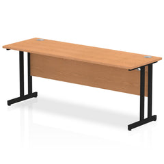 Impulse 1800 x 600mm Straight Desk Oak Top Black Cantilever Leg MI003310 DD