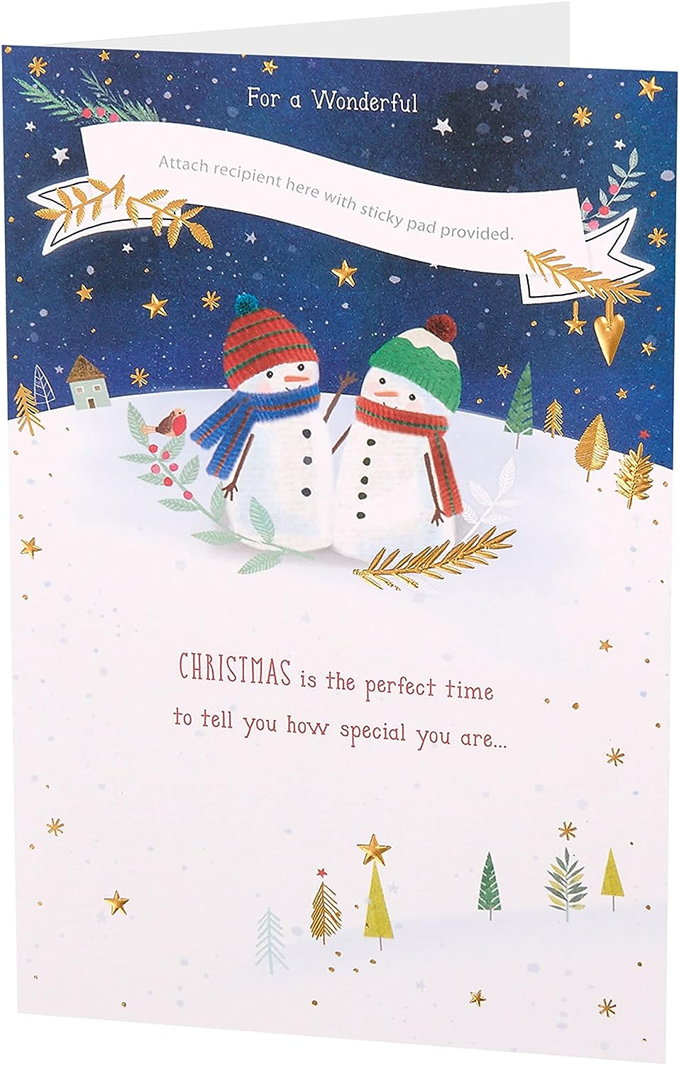 Snow People with Scarf Grandson Christmas Card – Festive Winter Design