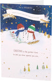 Snow People with Scarf Grandson Christmas Card – Festive Winter Design