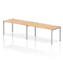 Impulse Single Row 2 Person Bench Desk W1600 x D800 x H730mm Maple Finish Silver Frame - IB00306 DD