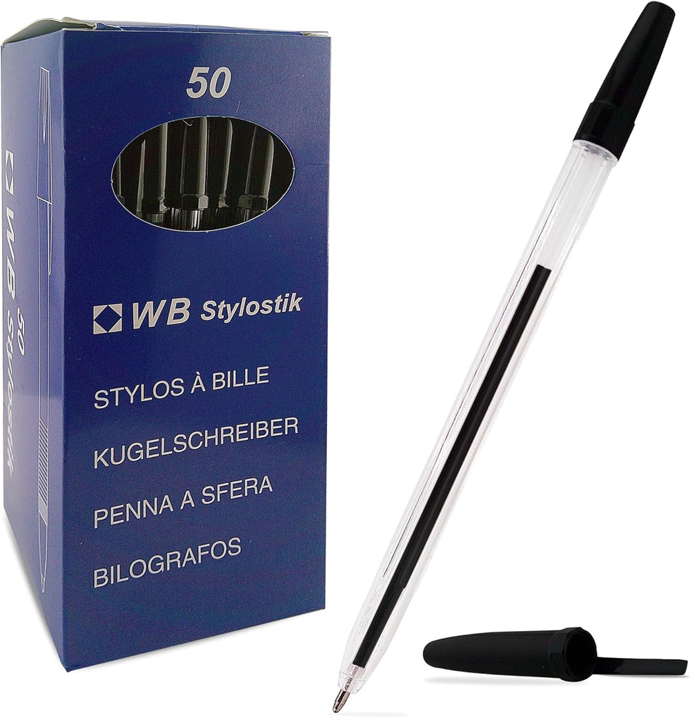 Ballpoint Pens – Black Ink (Pack of 50) – Medium Tip, Smooth Writing, Office & School Use