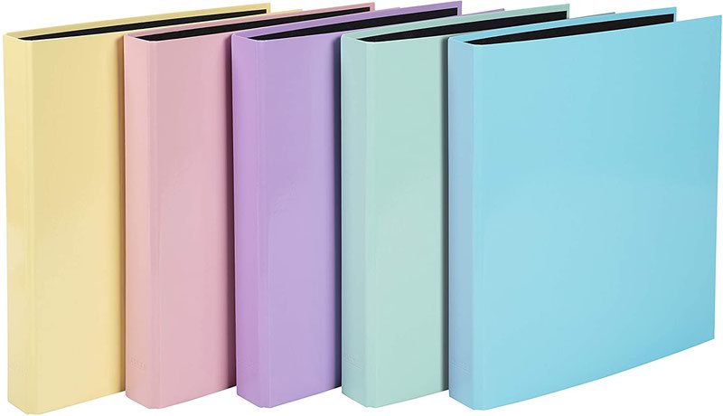 Aquarel Ringbinder Plastic Coated 2 Ring 25mm Assorted Pastels (Pack 10) 54560E