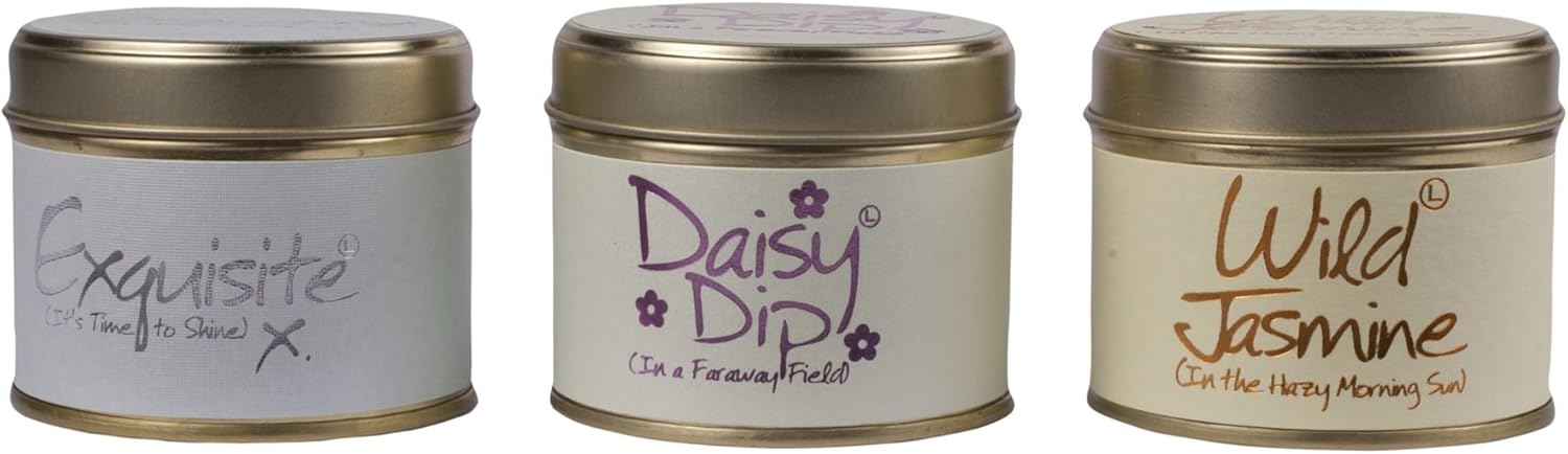 Lily-Flame Exquisite, Daisy Dip & Wild Jasmine Scented Tin Candle