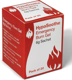 Emergency burn gel sachets by Safety First Aid Group, 20-pack of 6g HypaSoothe burn relief gel sachets for first aid.