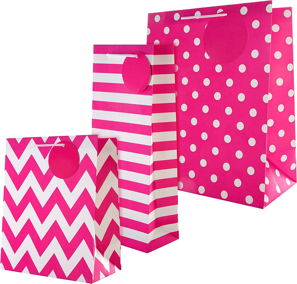 Contemporary Pink Designs Gift Bag Bundle Bottle Bag Medium Bag & Large Bag