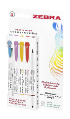 Zebra Mildliner Double-Ended Brush Pens – Assorted Deep & Warm Shades, Pack of 5