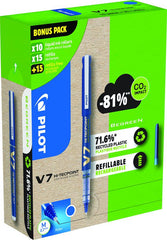 Pilot Begreen V7 Hi-Tecpoint Cartridge System Liquid Ink Rollerball Pen Recycled 0.7mm Tip 0.5mm Line Blue Greenpack (Pack 10+30 Refills) - WLT556268