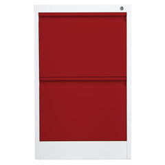 Phoenix FC Series 2 Drawer Filing Cabinet Grey Body Red Drawers with Key Lock - FC1002GRK DD