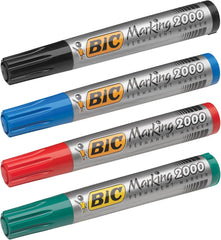 Bic Marking 2000 Permanent Marker Bullet Tip 1.7mm Line Assorted Colours (Pack 4)