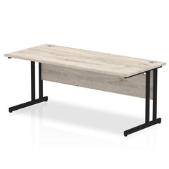 Impulse 1800 x 800mm Straight Desk Grey Oak Top Black Cantilever Leg MI003363 DD