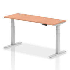 Dynamic Air 1600 x 600mm Height Adjustable Desk Beech Top Cable Ports Silver Leg HA01123 DD