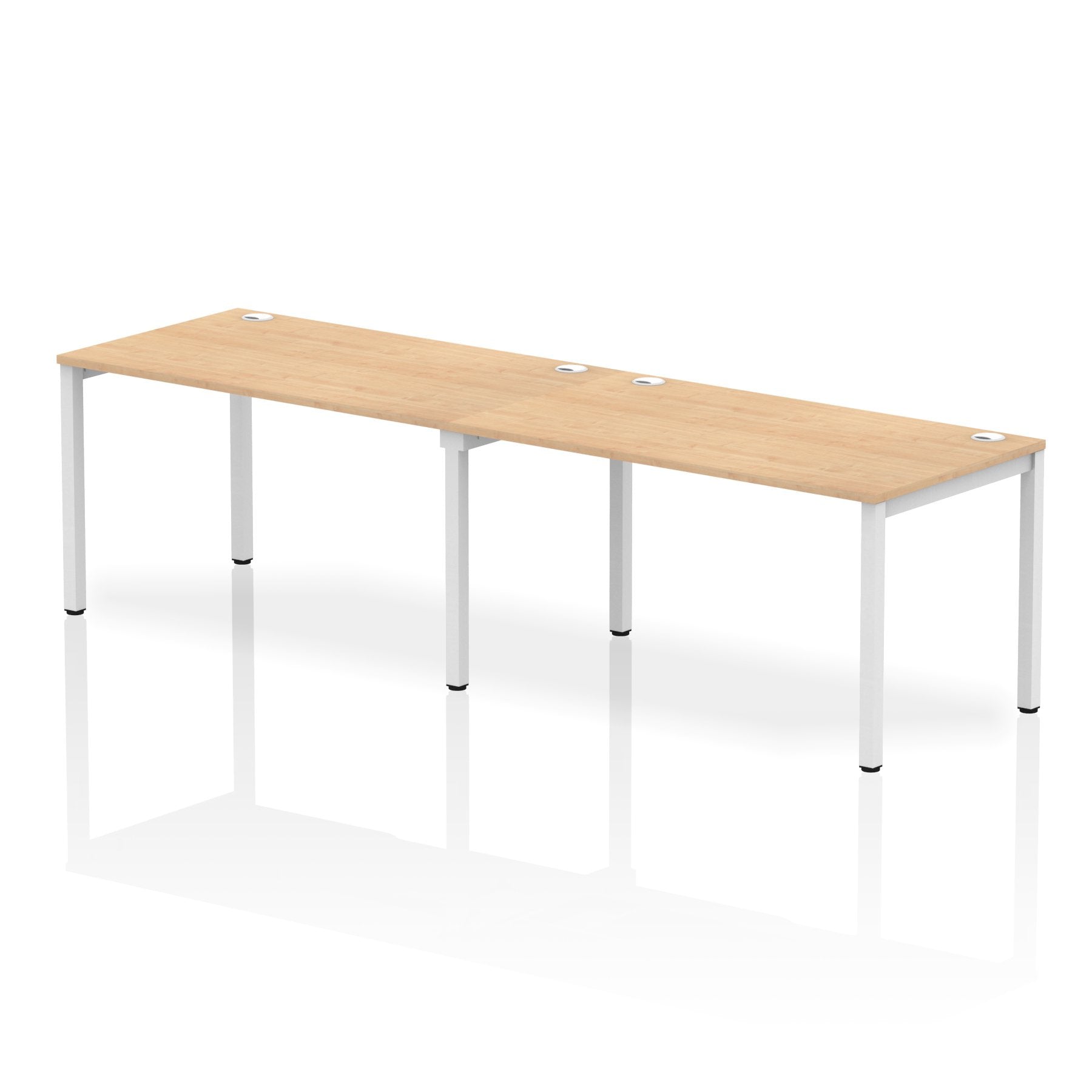 Impulse Single Row 2 Person Bench Desk W1400 x D800 x H730mm Maple Finish White Frame - IB00300 DD