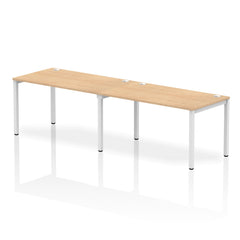 Impulse Single Row 2 Person Bench Desk W1400 x D800 x H730mm Maple Finish White Frame - IB00300 DD