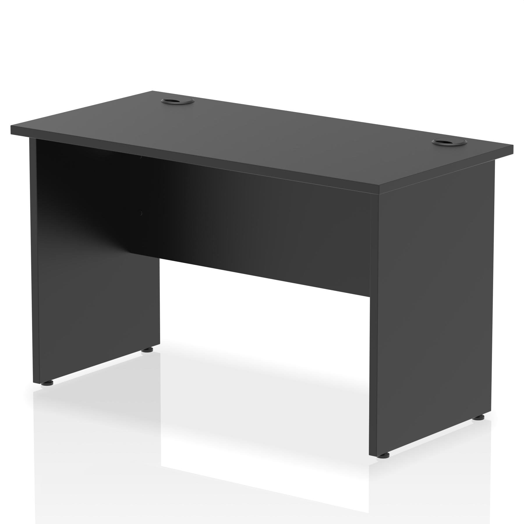 Dynamic Impulse W1200 x D600 x H730mm Slimline Straight Office Desk With Cable Management Ports Panel End Leg Black Finish - I004970 DD