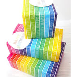 Bright rainbow-striped gift wrap with two sheets and matching tags from Abacus Cards, perfect for wrapping and greeting cards.
