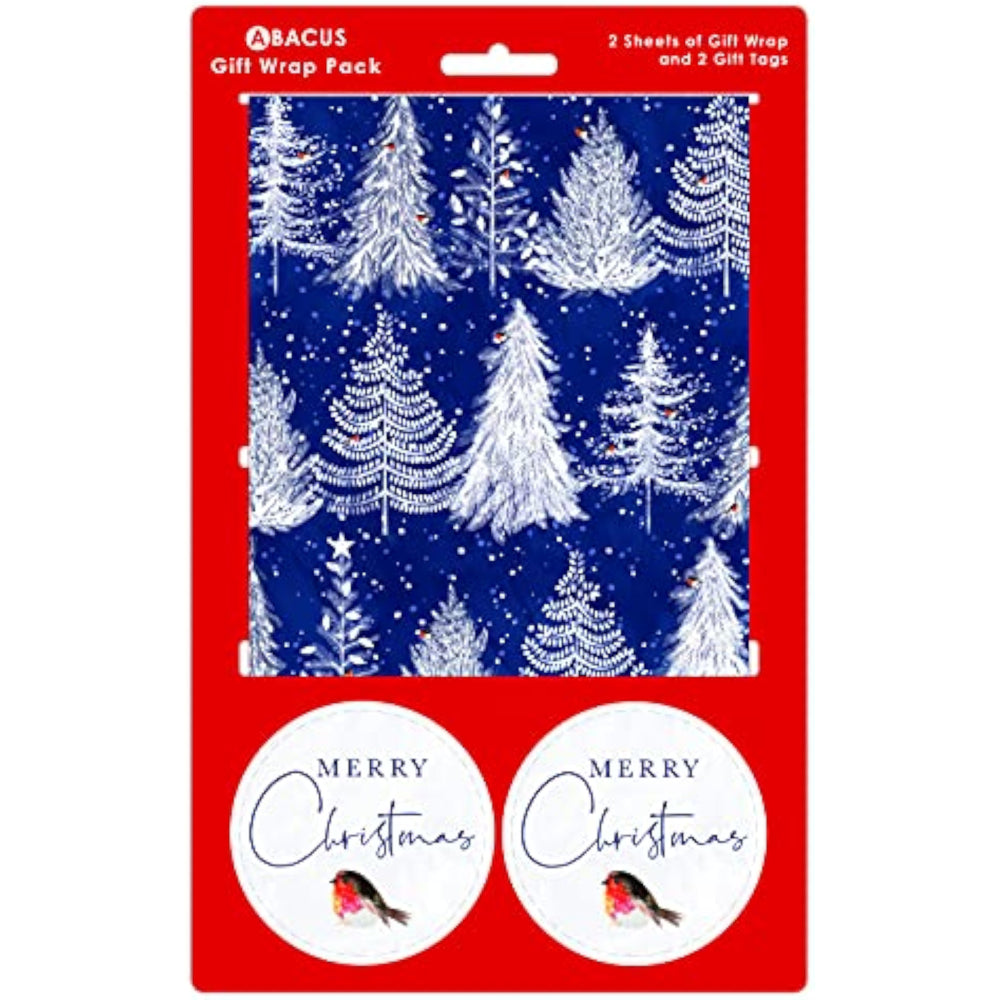 Abacus Cards Trees greeting card with colorful illustrated trees on two sheets and two matching tags, designed for special occasions.