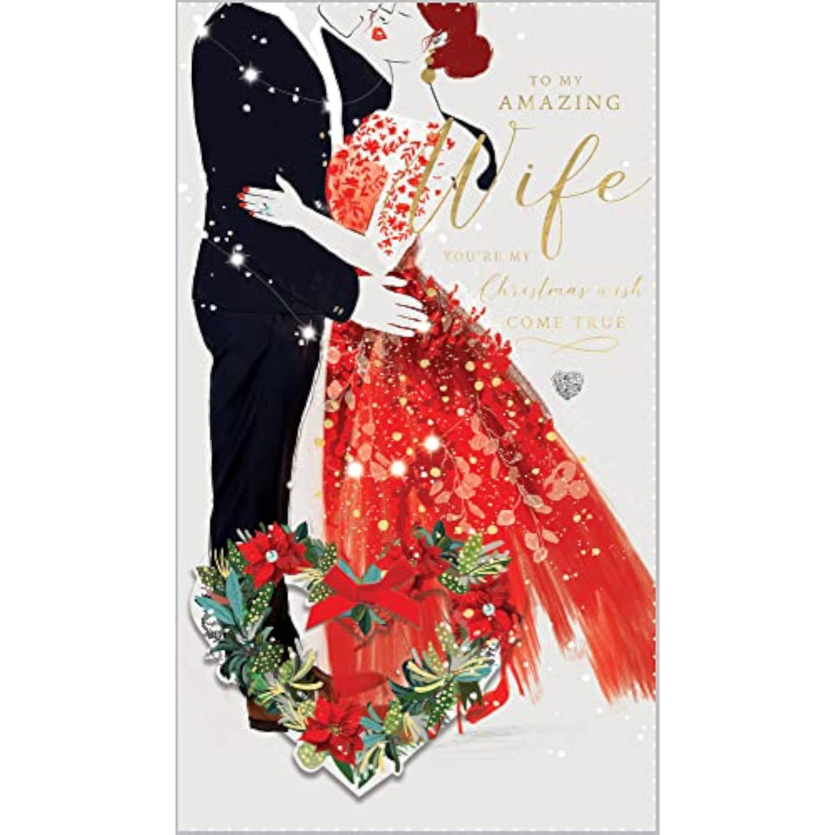 Abacus Cards Christmas greeting card titled "Embrace Wife," featuring festive holiday design and heartfelt message.