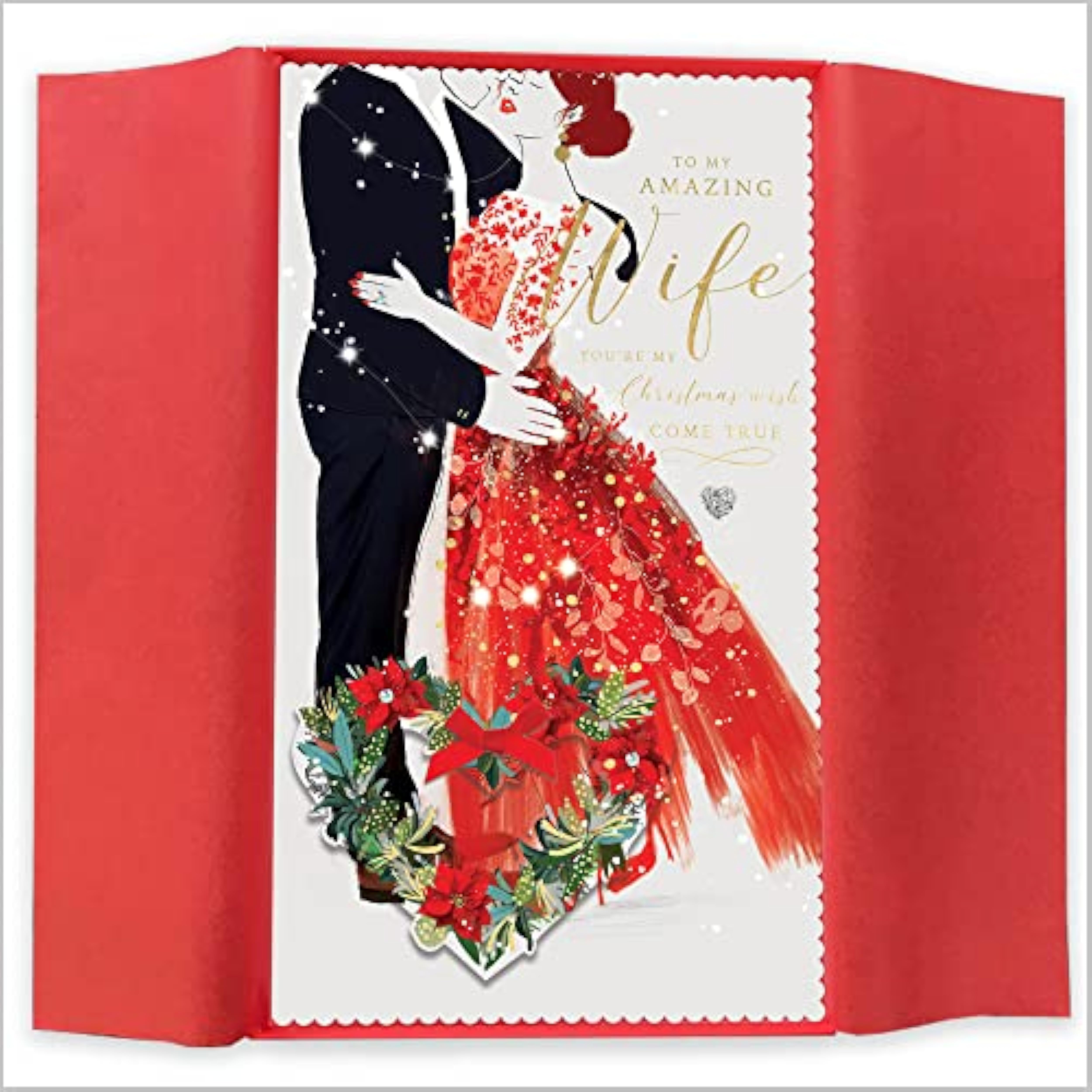 Abacus Cards Embrace Wife Christmas greeting card with festive design, ideal for holiday wishes and special occasions.