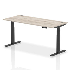 Dynamic Air 1800 x 800mm Height Adjustable Desk Grey Oak Top Cable Ports Black Leg HA01252 DD