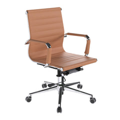 Nautilus Designs Aura Contemporary Medium Back Bonded Leather Executive Office Chair With Fixed Arms Coffee Brown - BCL/8003/BW DD