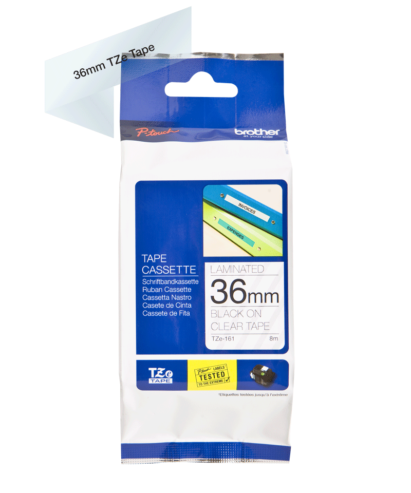 Brother Black On Clear Label Tape 36mm x 8m - TZE161