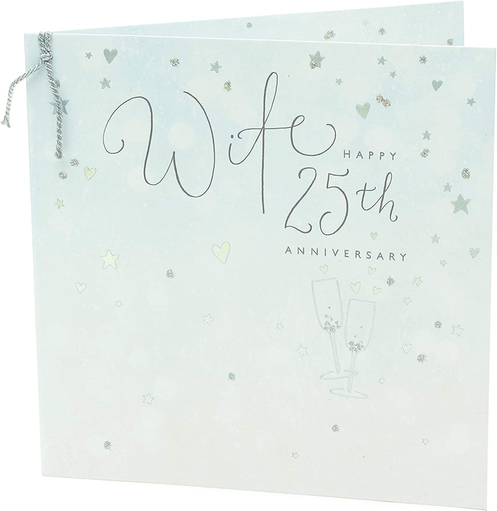 For Wife Sparkling Hearts And Stars Design 25th Anniversary Card