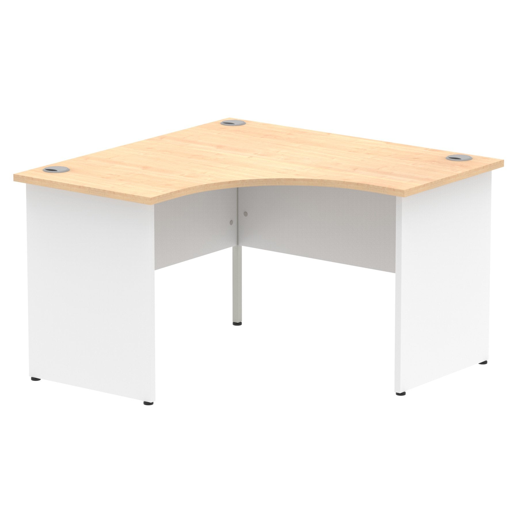 Impulse Corner Office Desk W1200 x D1200 x H730mm Panel End Leg Maple Finish White Frame - TT000128 DD