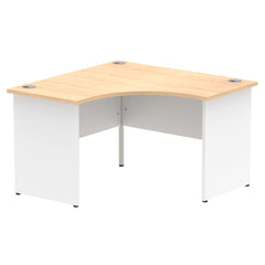 Impulse Corner Office Desk W1200 x D1200 x H730mm Panel End Leg Maple Finish White Frame - TT000128 DD