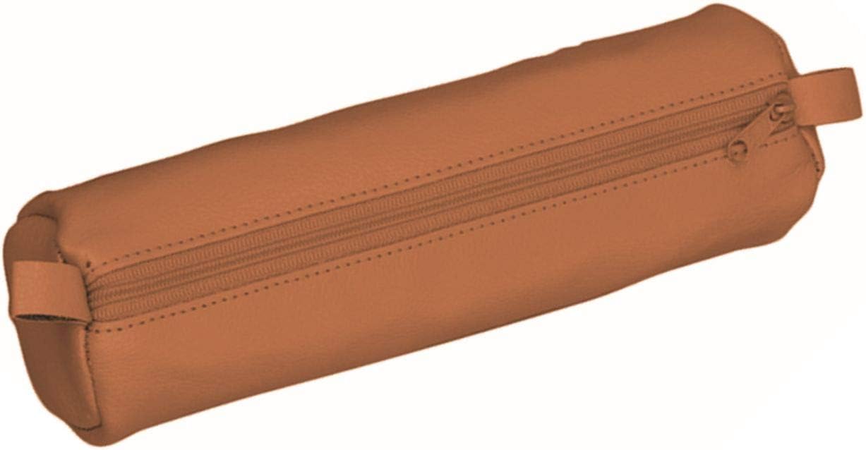 Juscha Alassio Pencil Case – Genuine Leather, Brown, 21 x 6 cm