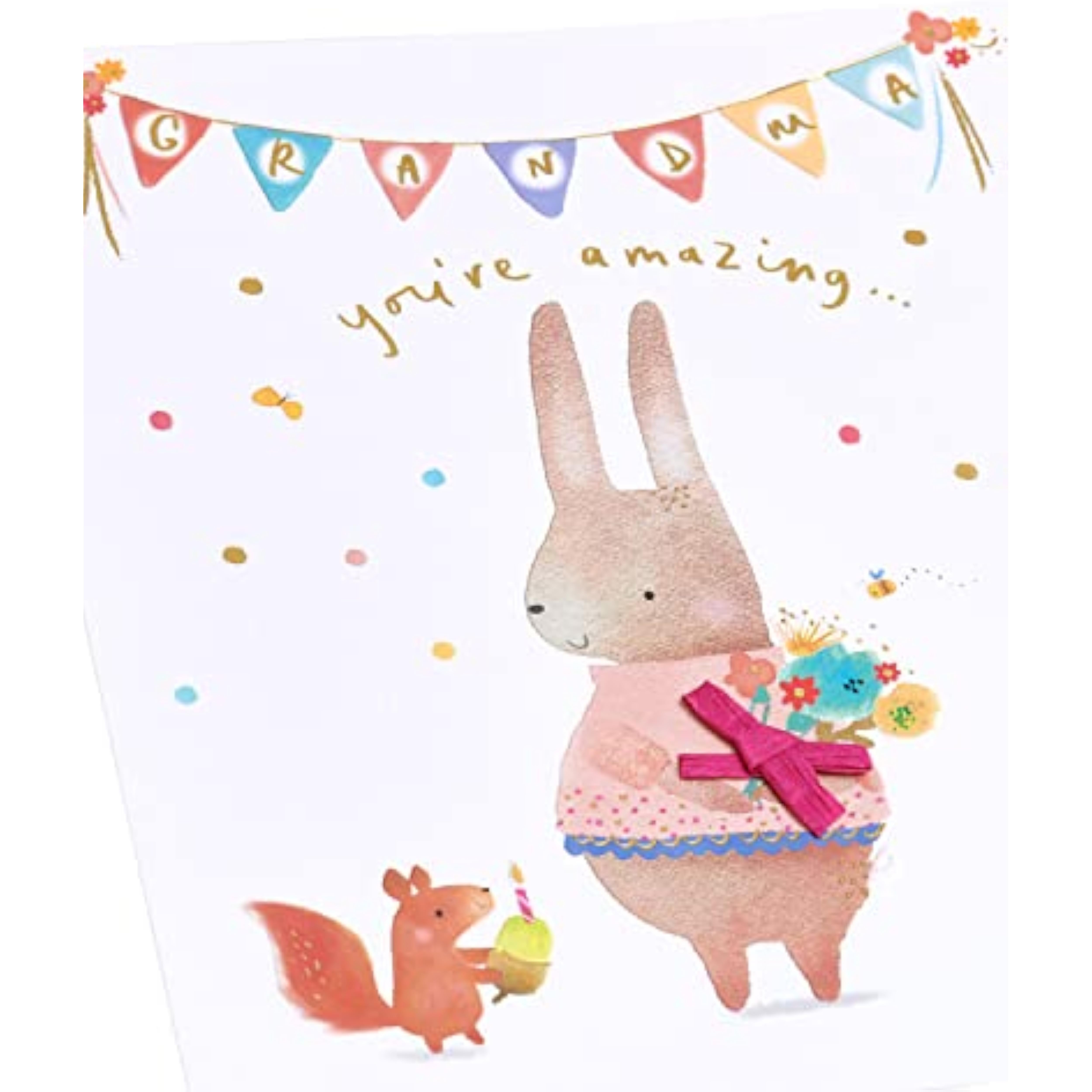 UK Greetings Grandma Birthday Card With Envelope - Cute Rabbit Design