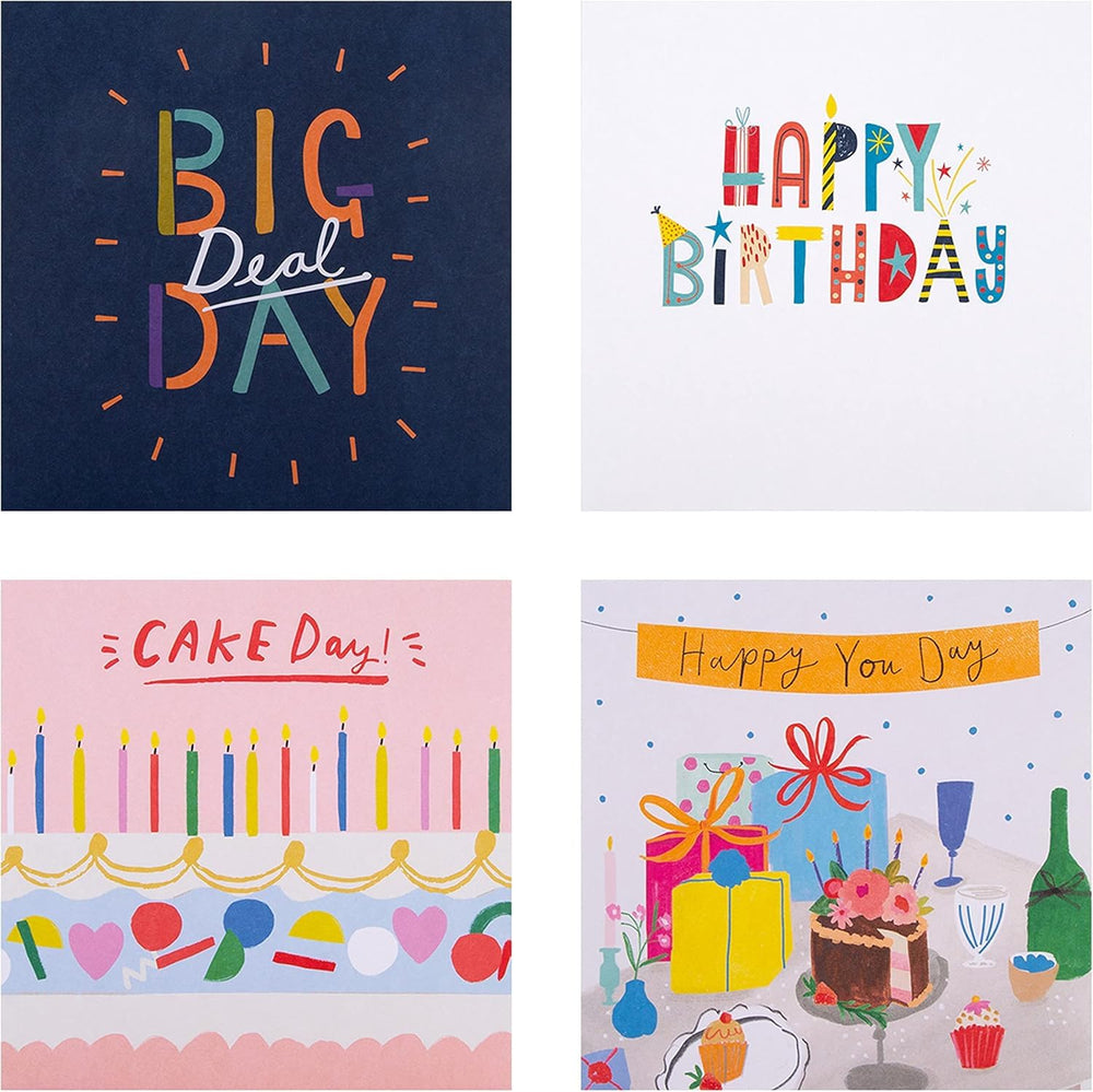 Hallmark Birthday Cards - Multipack of 20 in 4 Colourful Designs
