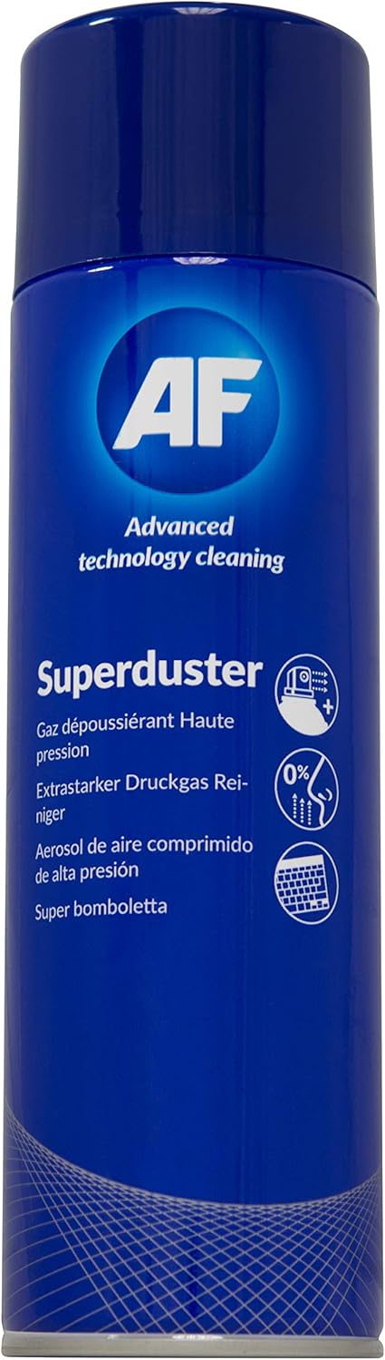 AF Superduster compressed air duster in 300ml spray can, ideal for cleaning dust from electronics and hard-to-reach areas