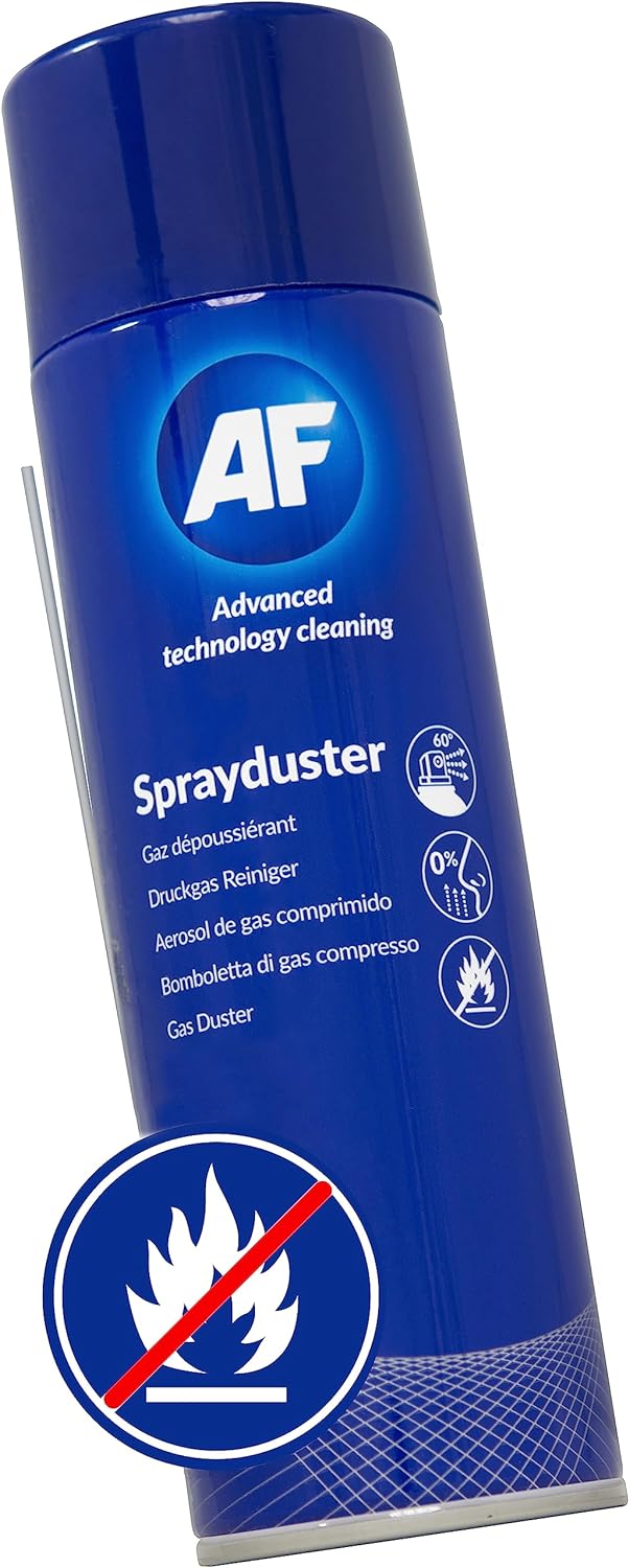 AF Professional non-flammable compressed air duster bottle, 342ml, used for cleaning electronic equipment and delicate surfaces.