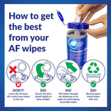 AF Isoclene Wet Isopropyl Alcohol Wipes in a tub, IPA cleaning wipes for disinfecting and cleaning surfaces.