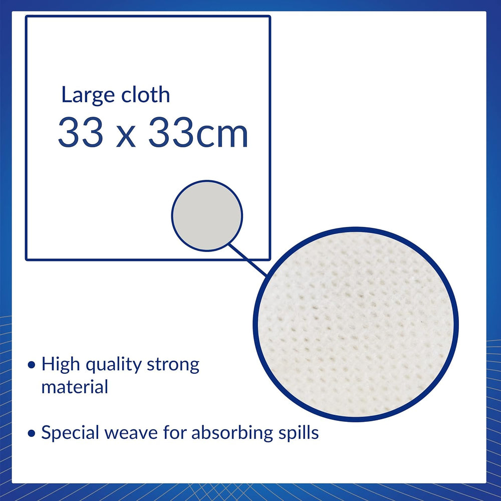 Set of four white AF Safecloths lint-free cleaning cloths, 340x320mm, ideal for general use and absorbent cleaning.