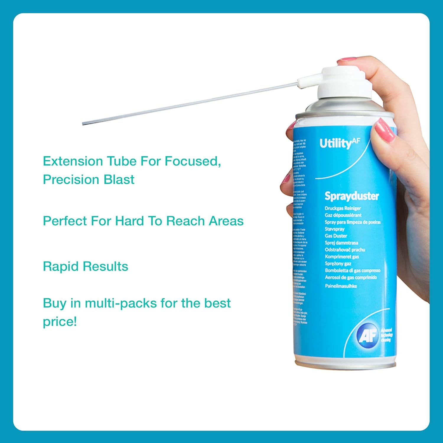 AF Utility Invertible Spray Duster 200ml for office cleaning, featuring an ergonomic design and effective dust removal.