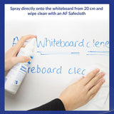 AF Whiteboard Eraser Cleaner Spray for whiteboard surface cleaning, ideal for schools and offices, keeps whiteboards spotless.