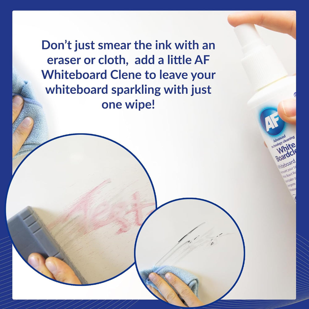 AF Whiteboard Eraser Cleaner Spray for whiteboards, ideal for schools and offices, helps keep surfaces clean and streak-free.