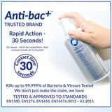 AF Anti-bac+ sanitising spray for whiteboards, surfaces, desks, door handles, and gym equipment in a 250ml pump spray bottle.