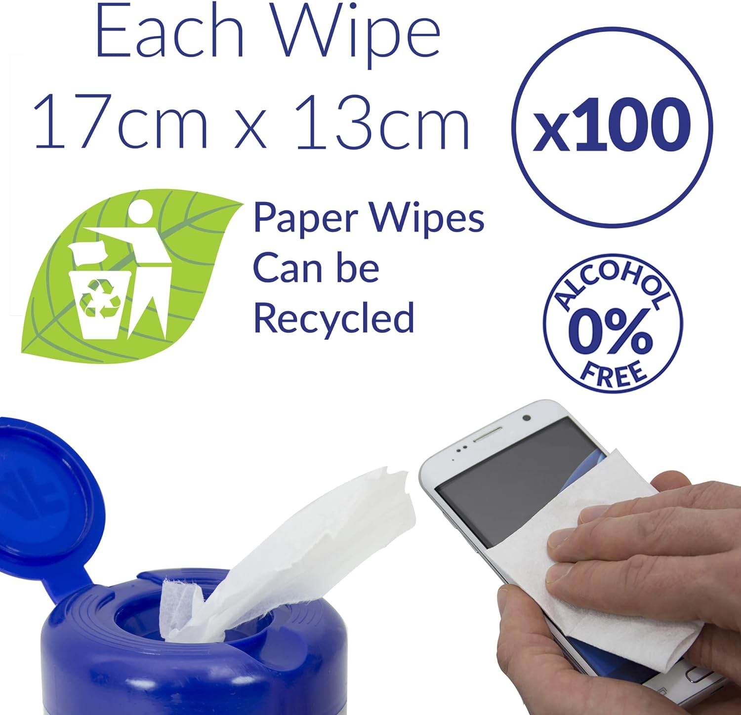 AF Anti Static Screen Cleaning Wipes tub containing 100 wipes for cleaning and anti-static maintenance of electronic screens.